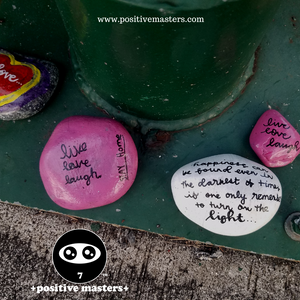 Stones with heartwarming messages placed under our mailboxes during these challenging times with COVID-19.
